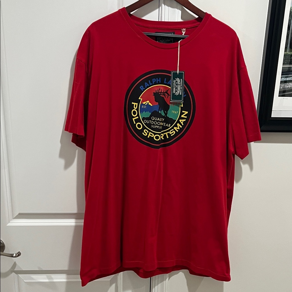 Polo Ralph Lauren Sportsman Country T Shirt red new Classic Fit Mens Size XL